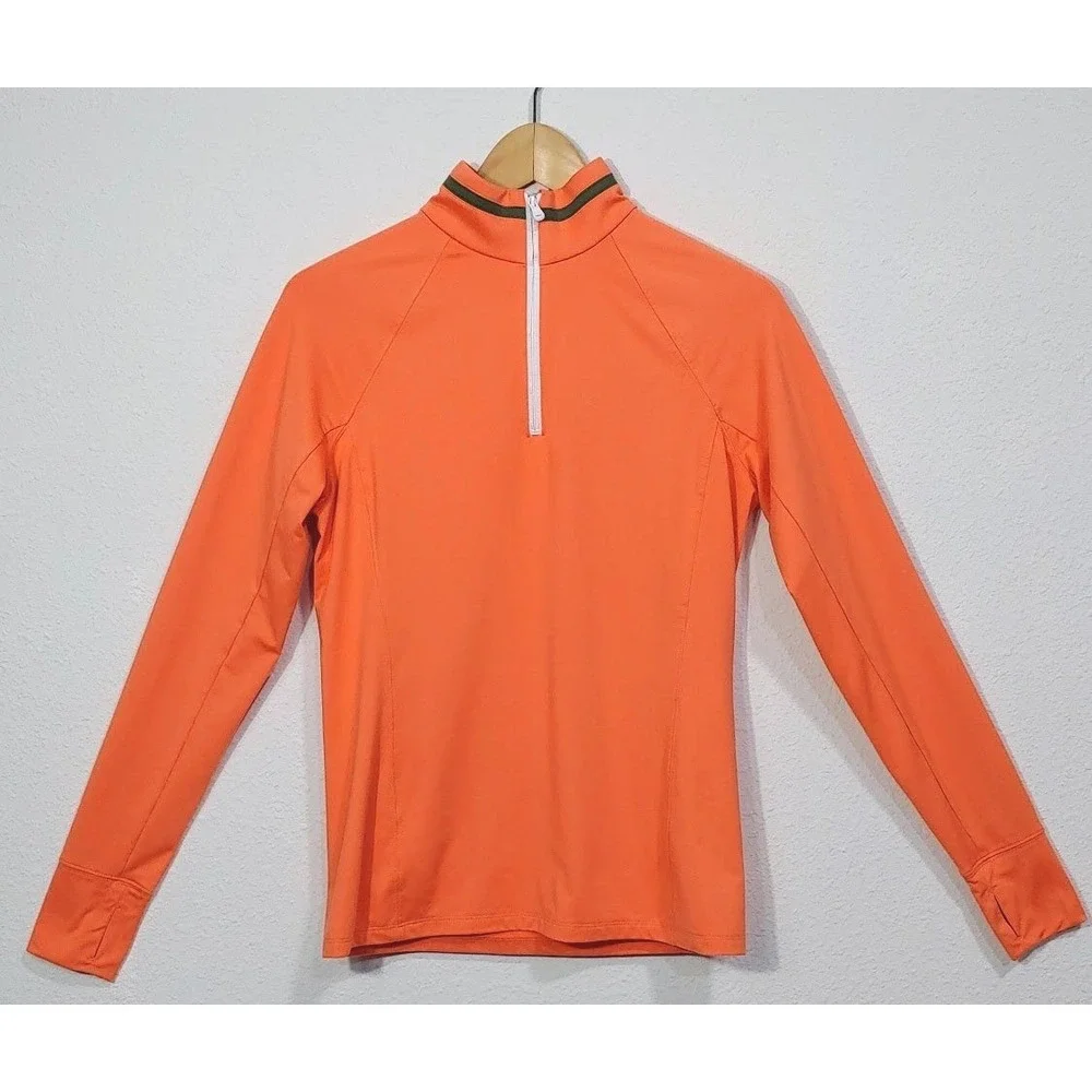 RLX Ralph Lauren Mens Orange 1/4 Zip Performance Golf Pullover Active Fit Size S